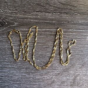 Elegant Gold plate Danecraft 925 Sterling Singapore Chain Necklace 30 inches